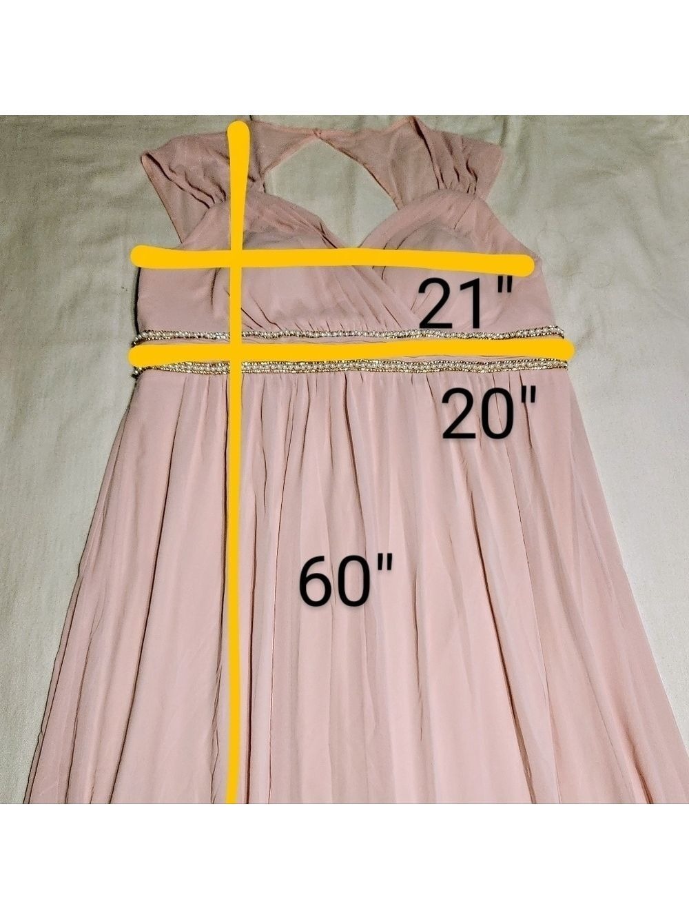 Ever Pretty Pink Chiffon Beaded Belt V Neck Maxi Dress Size 20 - Picture 13 of 13